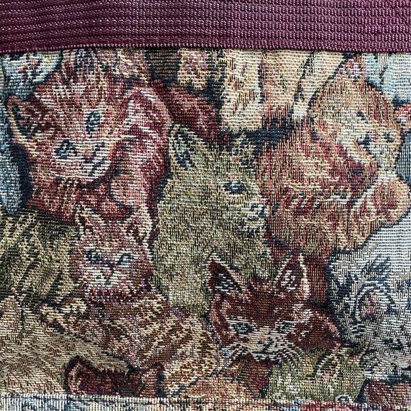 Vintage Bovano Cat Tapestry Shoulder Bag Laptop Fits Tote Purse - Picture 5 of 15